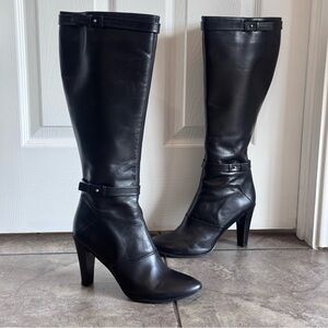 Elegant Black Leather Knee-High Boots